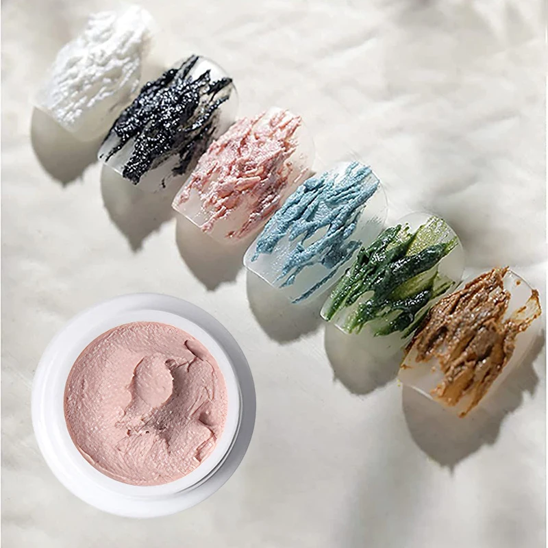 6 Colors Plaster Gel Nail Polish,3D Embossed Sculpting Gypsum Gel UV/LED Nail Art Sand Texture Painting Gel for Manicure DIY view 5