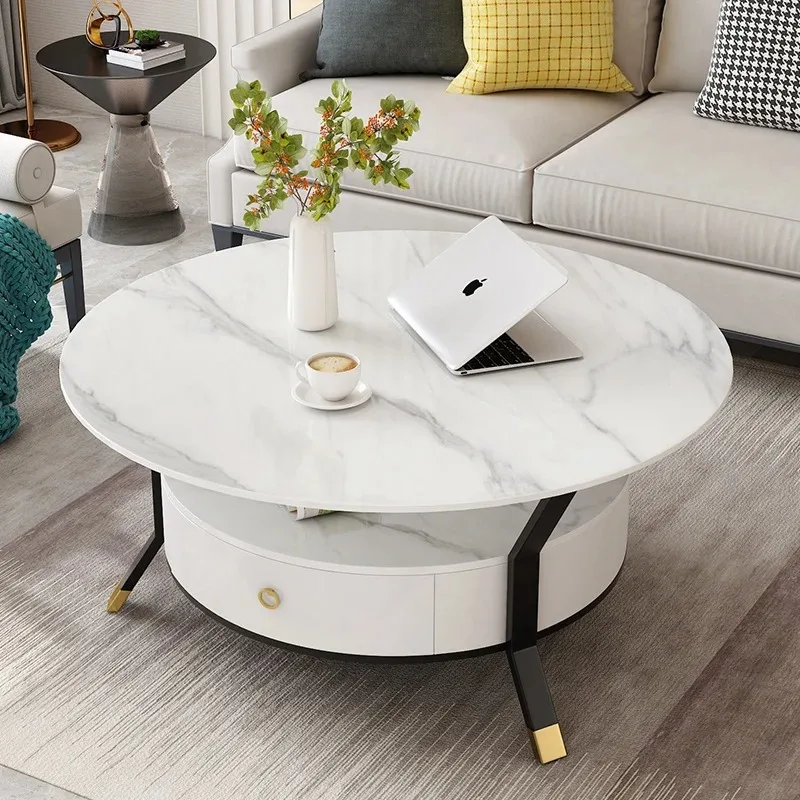 

Round Living Room Coffee Table Simple Space Saving Fashion Interior Safe Side Table Accessories Couchtisch Postmodern Furniture