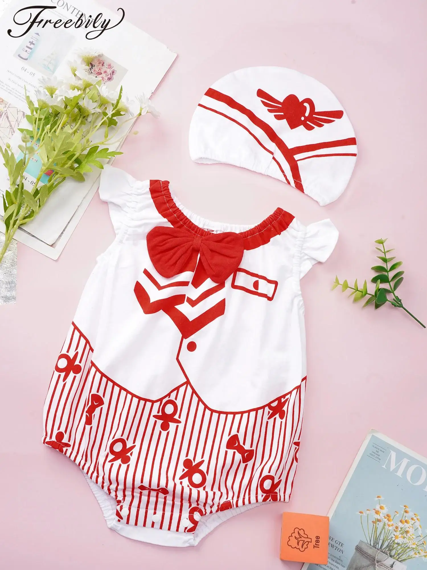 

Одежда для маленьких девочек, милый комбинезон с принтом, хлопковое боди без рукавов со шляпой, косплей, тематическая вечеринка, наряды для фотосессии на день рождения