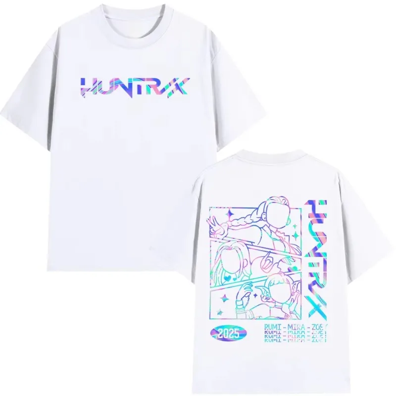 2025 شعبية KPop شيطان الصيادين ثلاثية الأبعاد مطبوعة رومي ميرا زوي عالية الجودة فضفاضة ومريحة تنفس التجفيف السريع تي شيرت