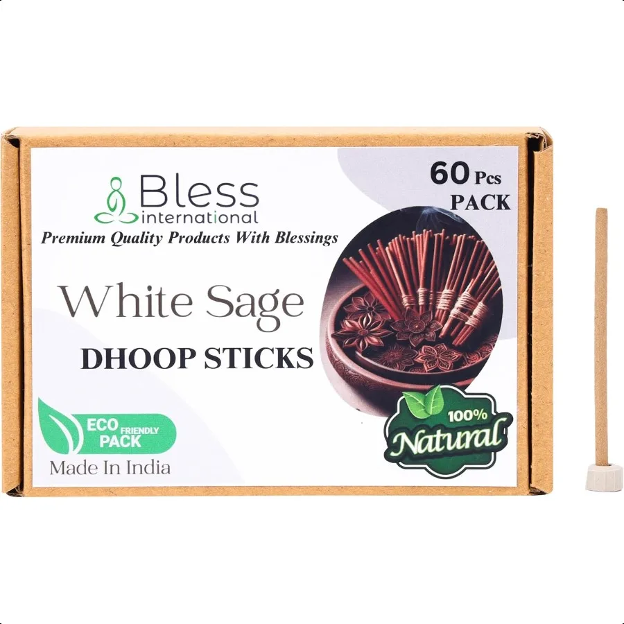 

BlessInternational WhiteSage100%NaturalIncenseBamboolessDhoopSticks Ручная работаOrganicChemicFree forPurificationRelaxationPosit