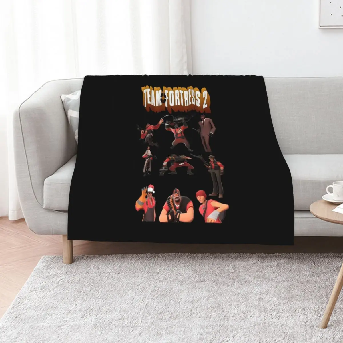 

Team Fortress 2 - All Characters Classes With Tf2 Logo Throw Blanket For Decorative Sofa funny gift Sofa Quilt Retros Blankets