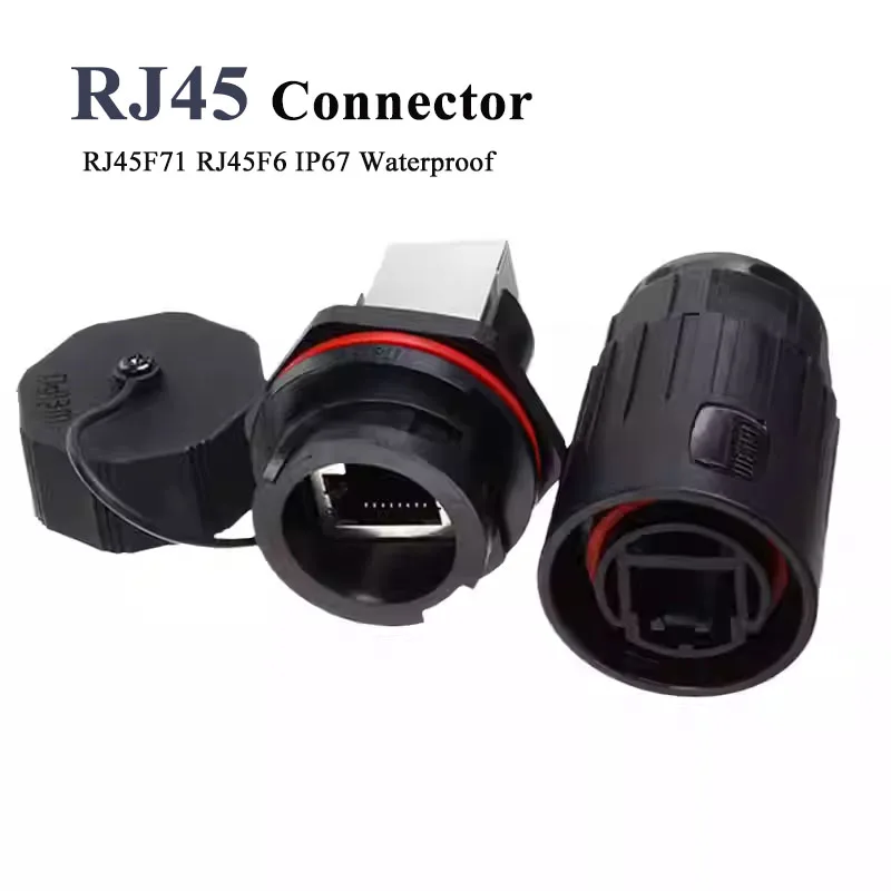 IP67 Waterproof Network Connector RJ45 Aviation Plug Socket with Lid RJ45F71/F6 for CAT6 Telecom Router TV LED Network Ethernet