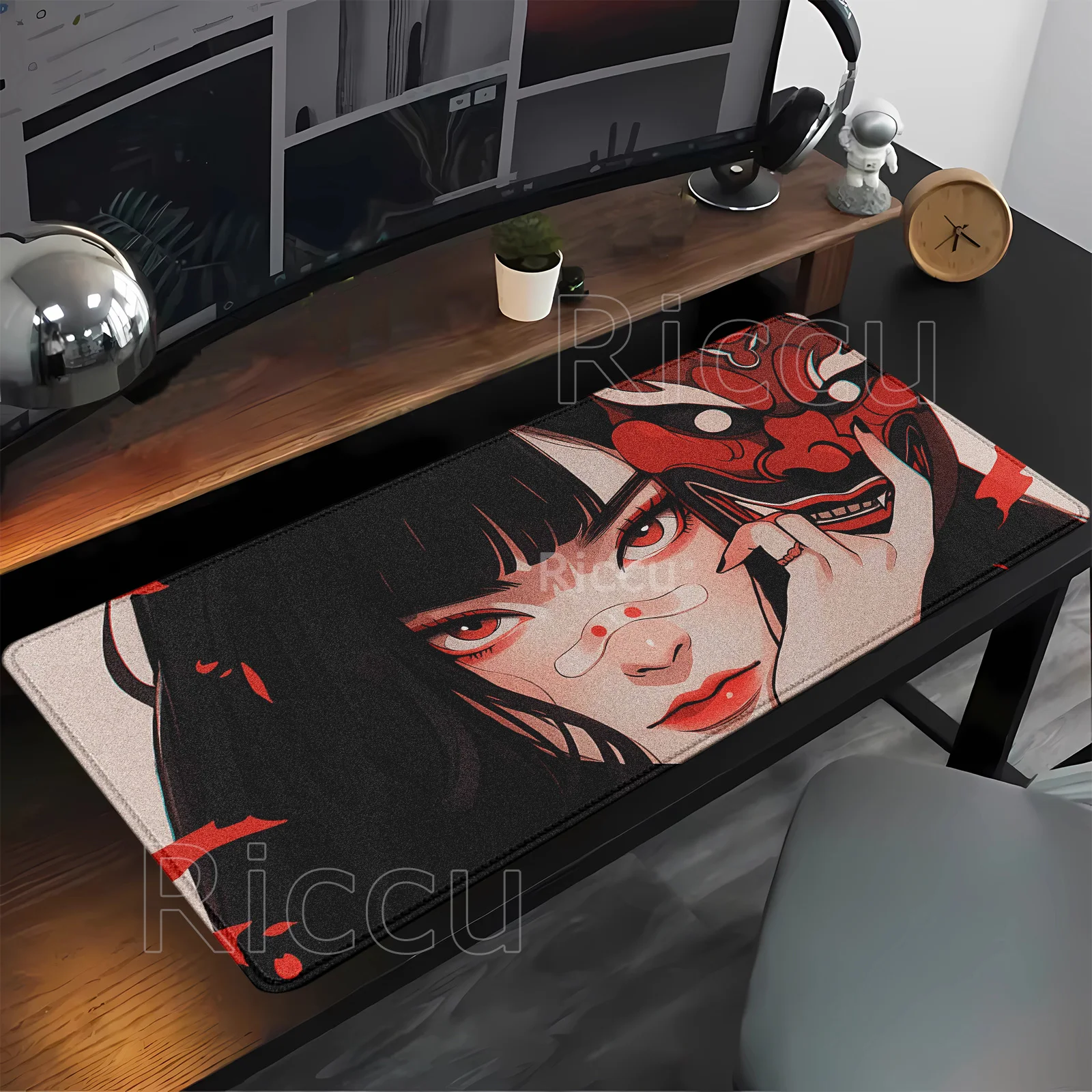Anime Maske Mädchen Mauspad Großes Spiel Computer Büro Spiel XXL Gummi Anti-Rutsch-Gaming-Tastatur Mauspads Lange Overlock-Schreibtischunterlage
