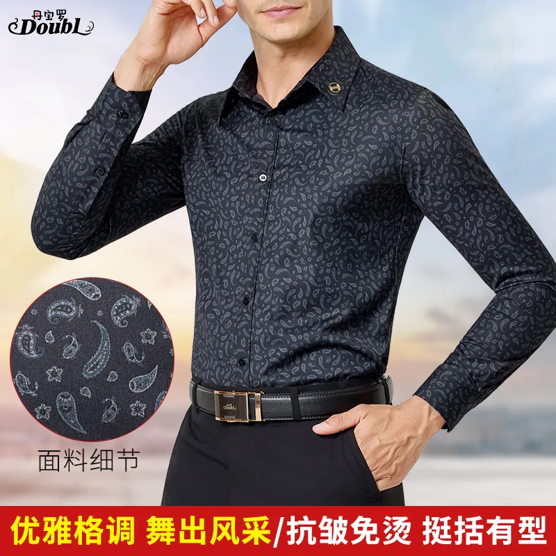 

High-end social dance tops, men's dance suits, men's dance costumes, performance and competition shirts, practice Latin dance su