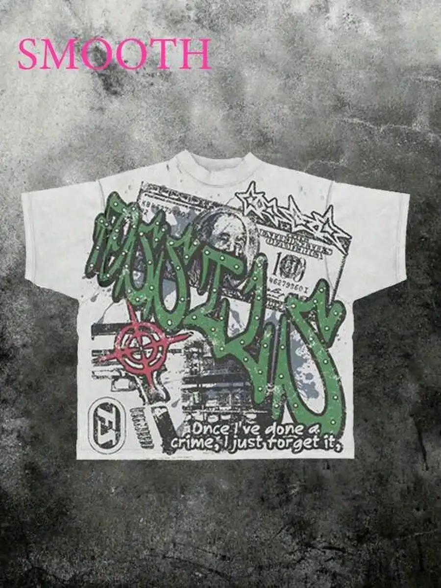Graphic-Shirt Cotton Tees Size PlusMen's Fall Clothes (180 Pure Cotton T-Shirt) Green Letters Pattern