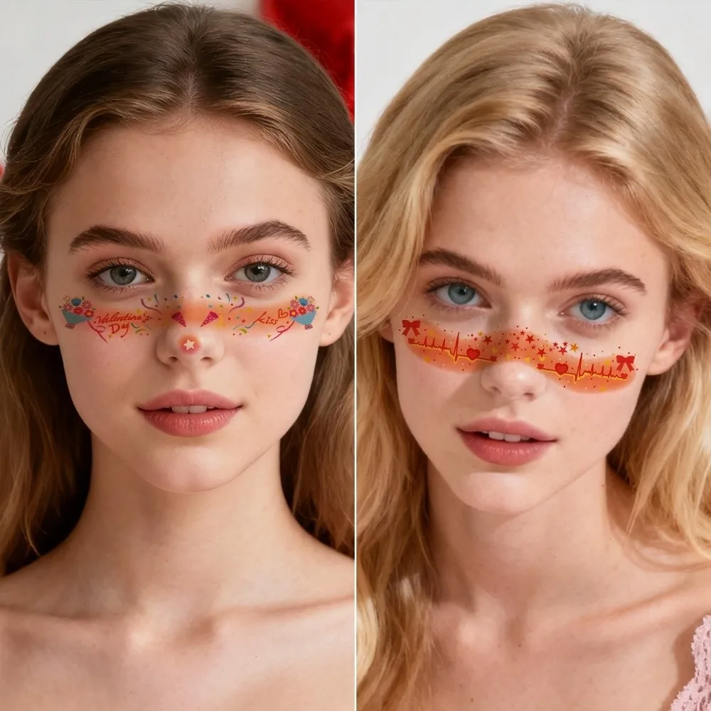 

Waterproof Valentine's Day Tattoo Disposable Couple Cheek Temporary Stickers Lips Sweet Love Face Stickers Enhance Atmosphere