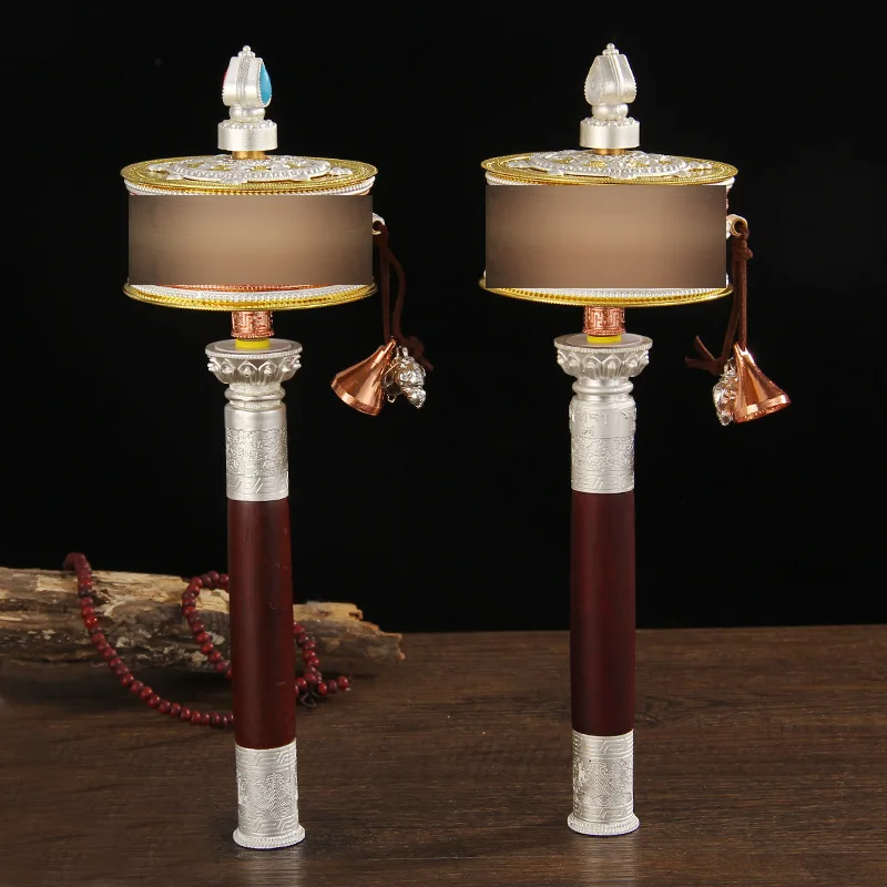 Pure Copper Long Handle Hand Cranked Large White Umbrella Style Large Double Axis Bearing Ultra Quiet Desktop Home Ornament