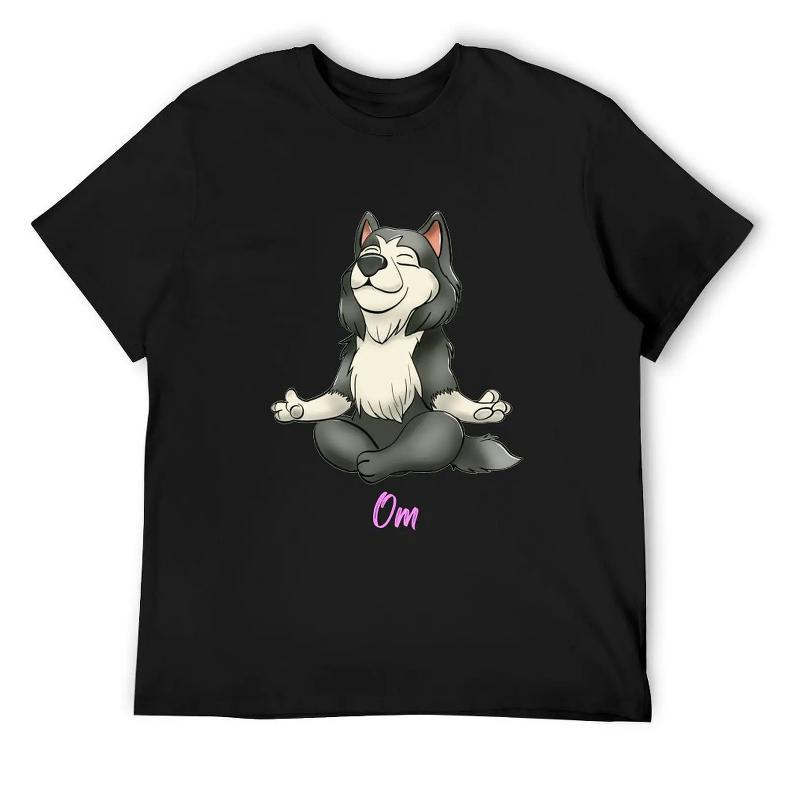 Om Malamute Husky in Meditation T-Shirt vintage heavyweights anime figures cotton graphic tees men clothings