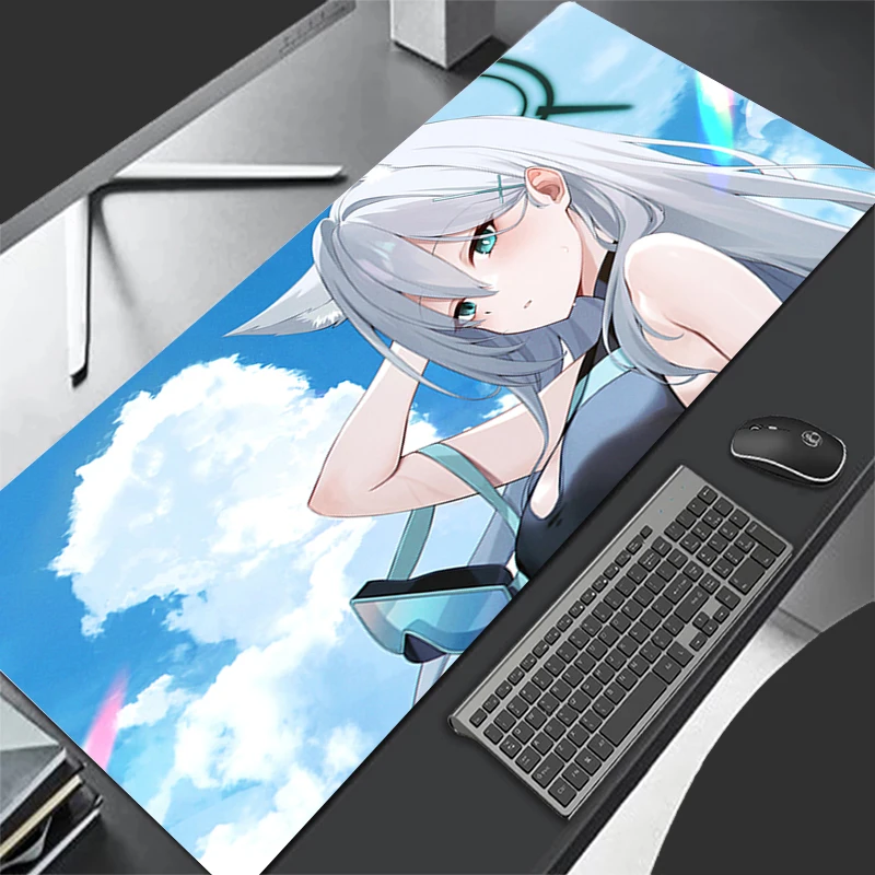 Mouse pad azul arquivo sunaookami shiroko mousepad teclado de computador tapete de mouse gamer escritório tapete de mesa tapete de mesa