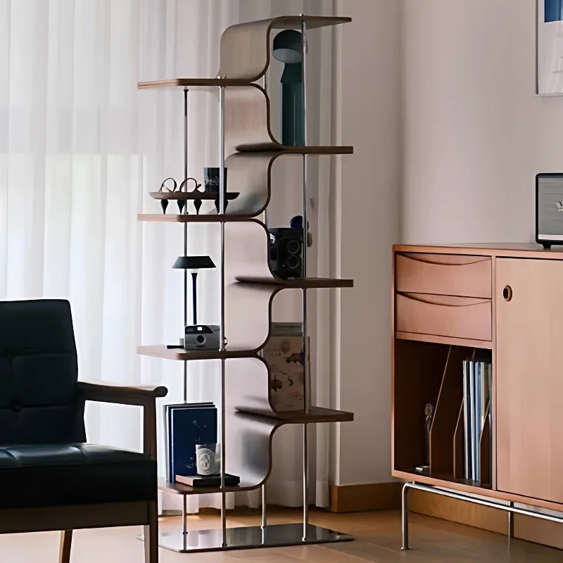 Book and newspaper shelves, medieval simple Bauhaus floor shelves, living room corner storage shelves, light luxury magazine