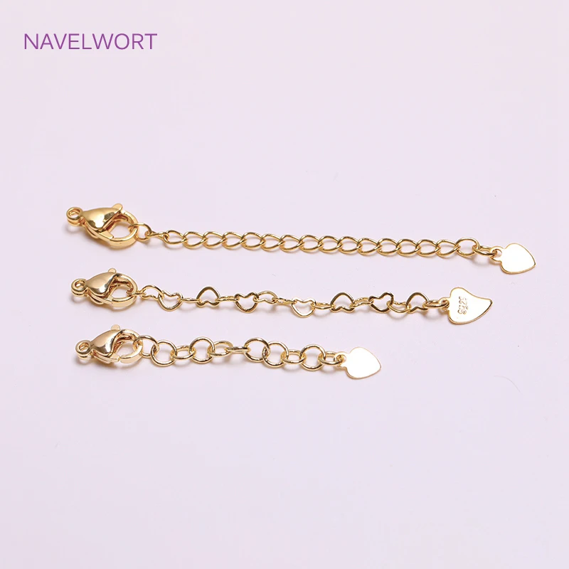 Brass Extension Extended Tail Chains Lobster Clasps Connectors For DIY Jewelry Making Findings 14K Gold Plated Extension Chains