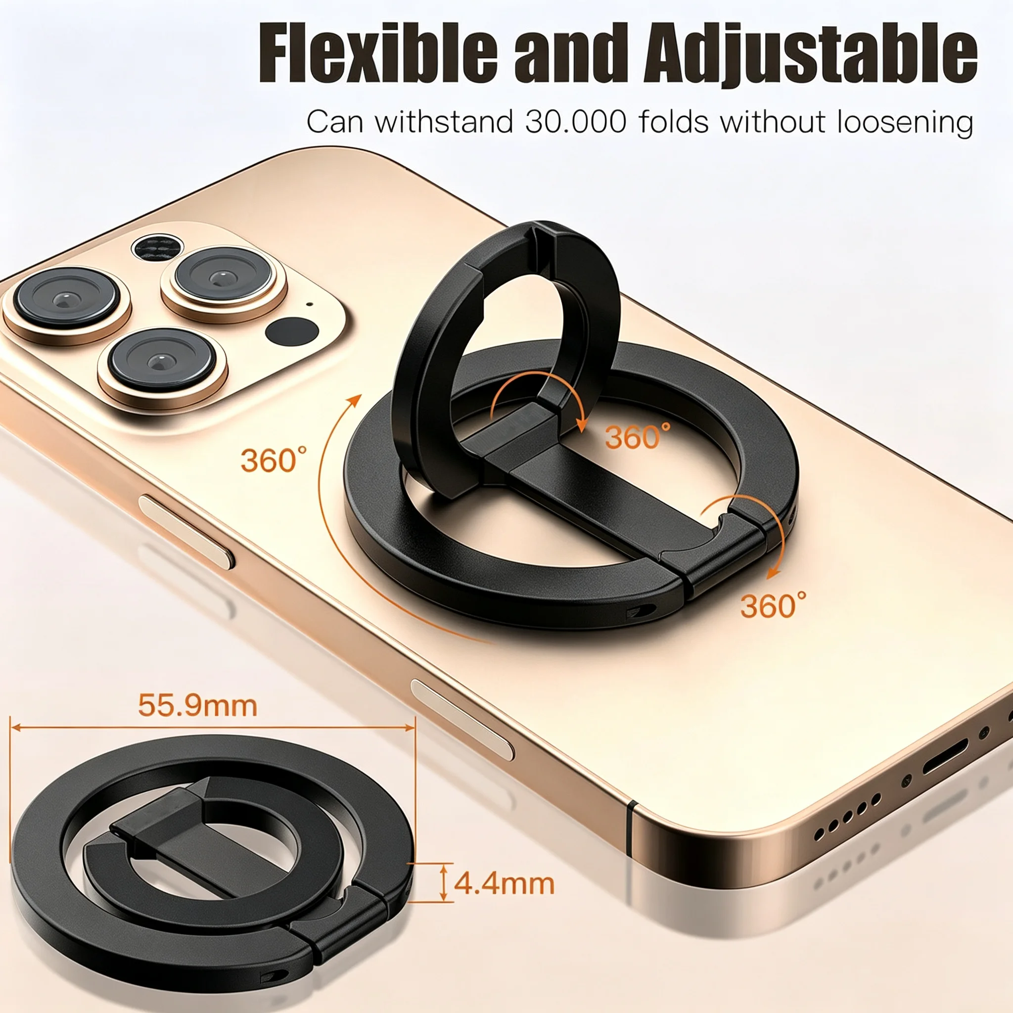 Metal Double Side Magnetic Cell Phone Ring Holder Bracket Removable Cell Phone Grip Kickstand for iPhone MagSafe Samsung Xiaomi