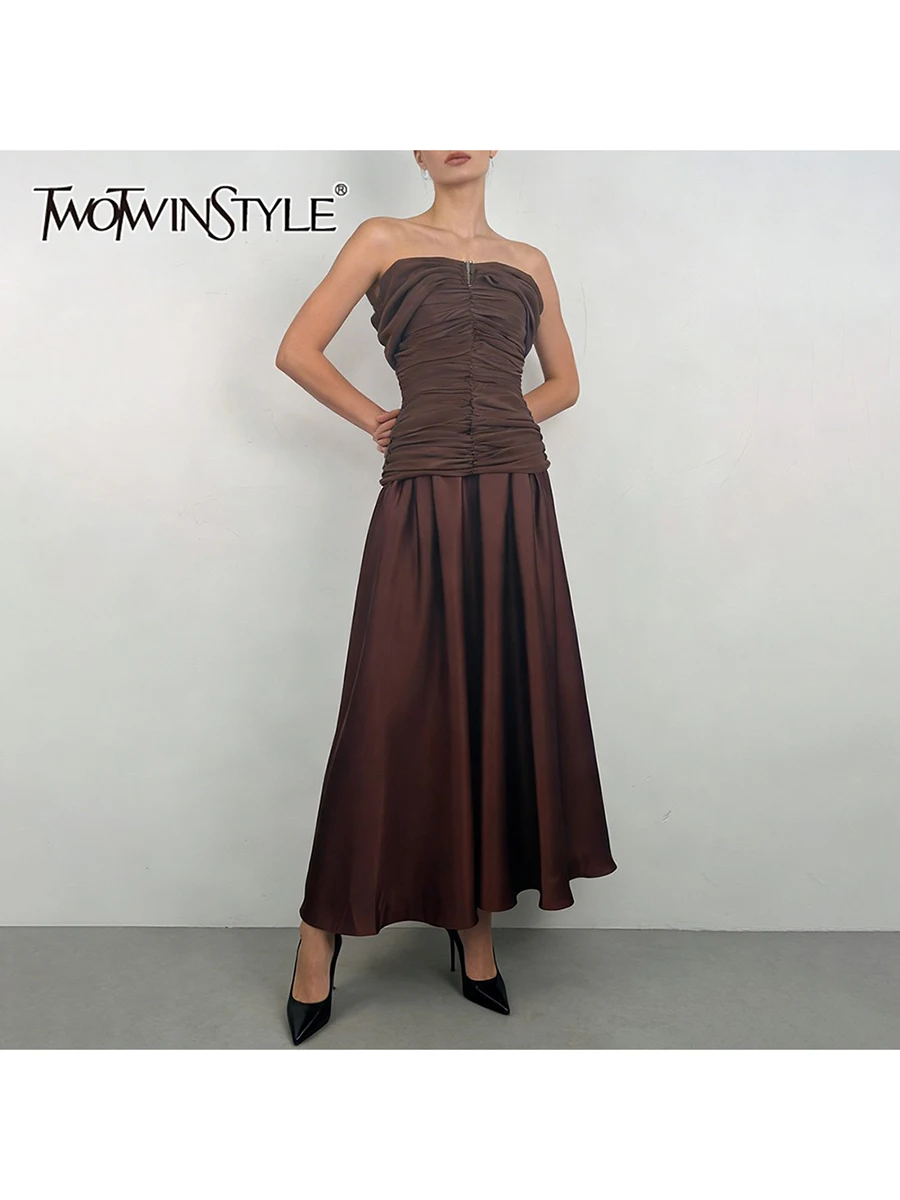 

Элегантное женское платье TWOTWINSTYLE с драпировкой и вставками, приталенное, с вырезом на одно плечо, с завышенной талией, минималистичное