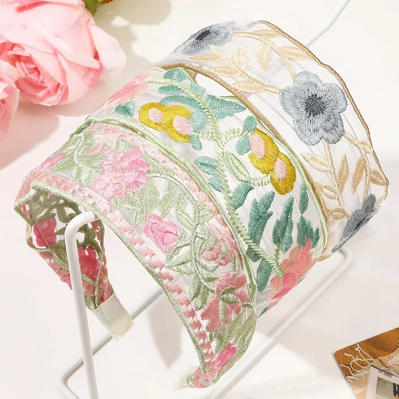 

1PC Vintage Flower Embroidered Headband for Girls French Style Kids Hair Bands Children Hair Accessories