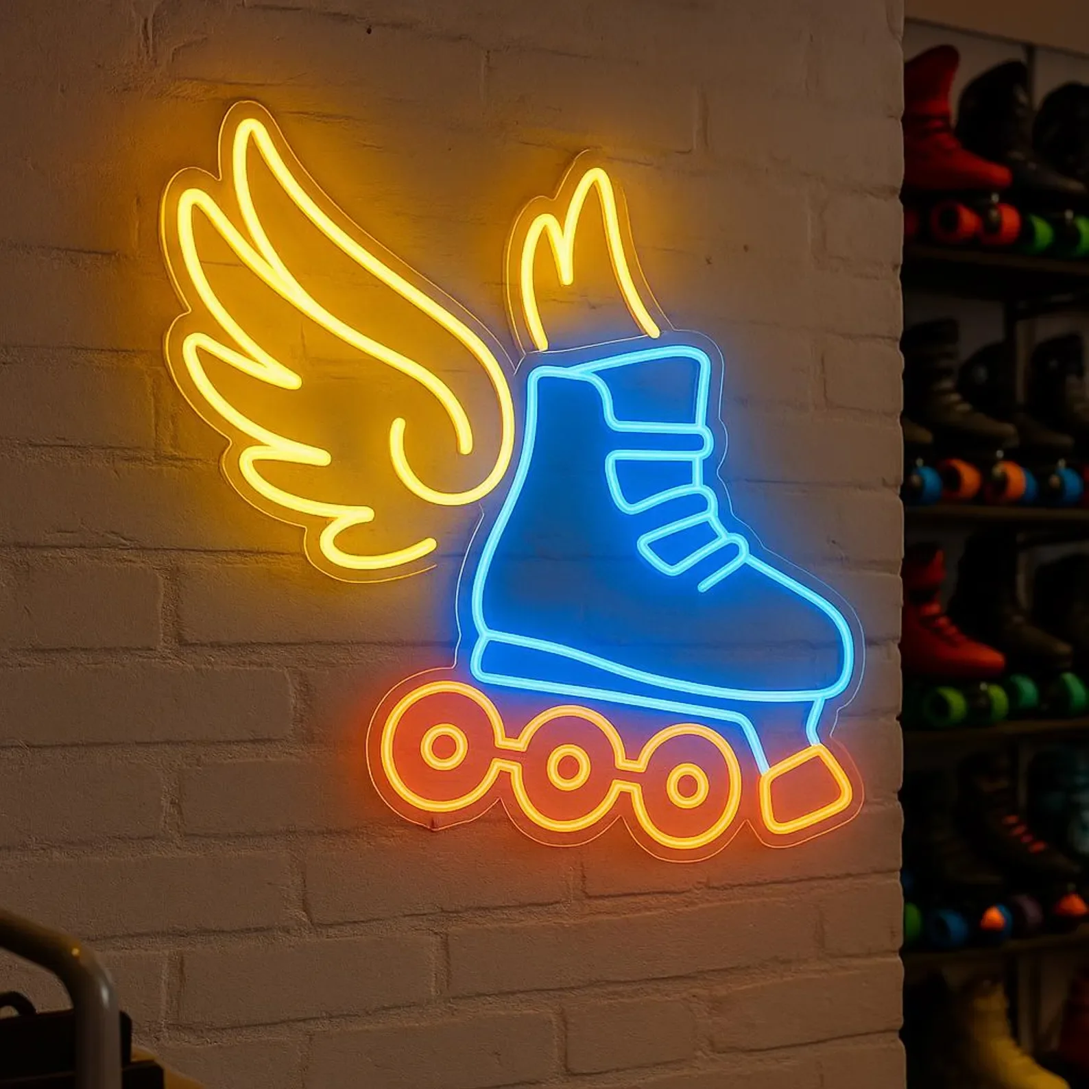 Rollschuh-Neonschild, Extremsport-Dekor, Geschenkbuch für Rollschuher, Rollersport-Dekor, Straßenschlitten-Neon, Business-Neonschild