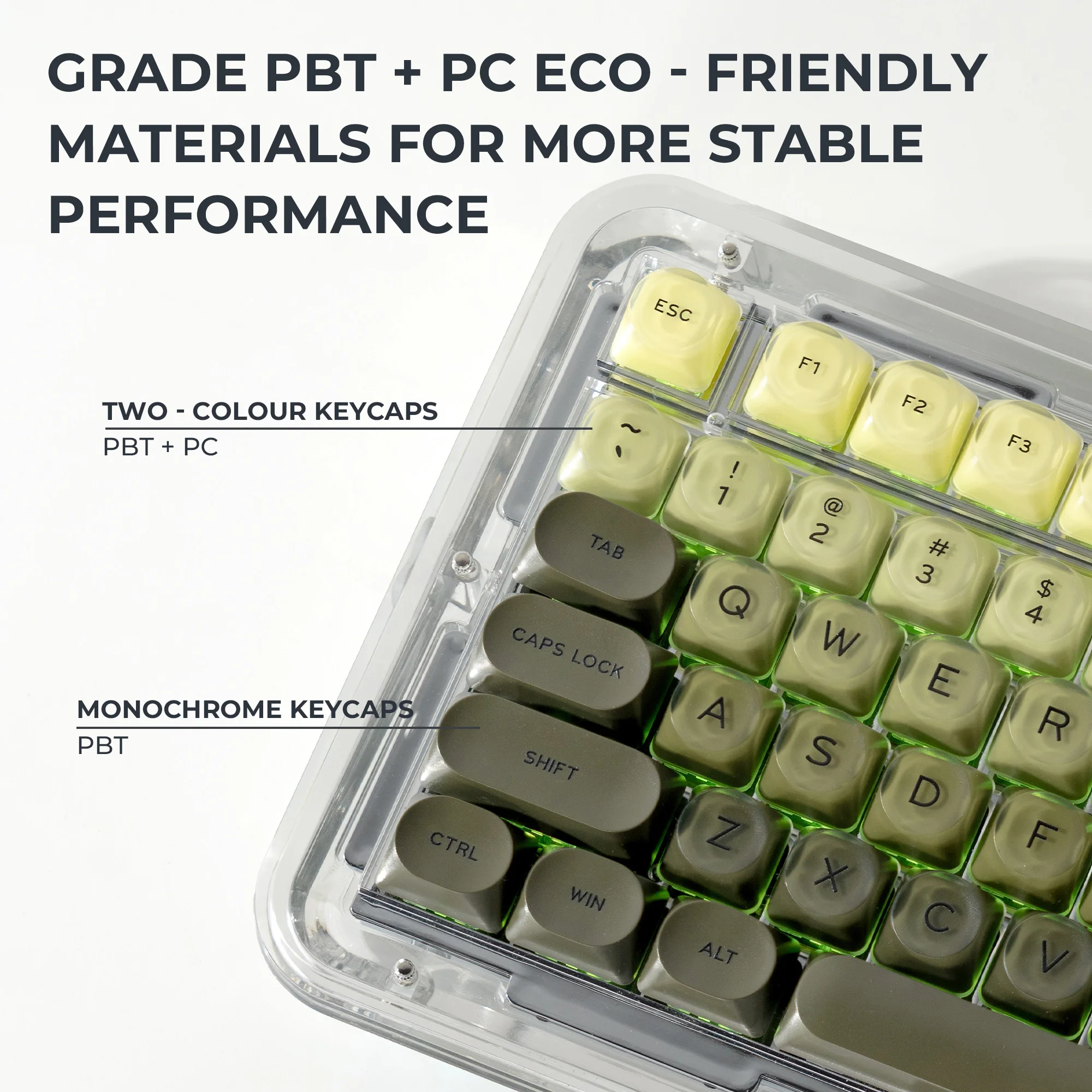 Summer Matcha Gradient Green Keycaps, Forest Style Custom Keycaps for Mechanical Keyboard 128 Keys