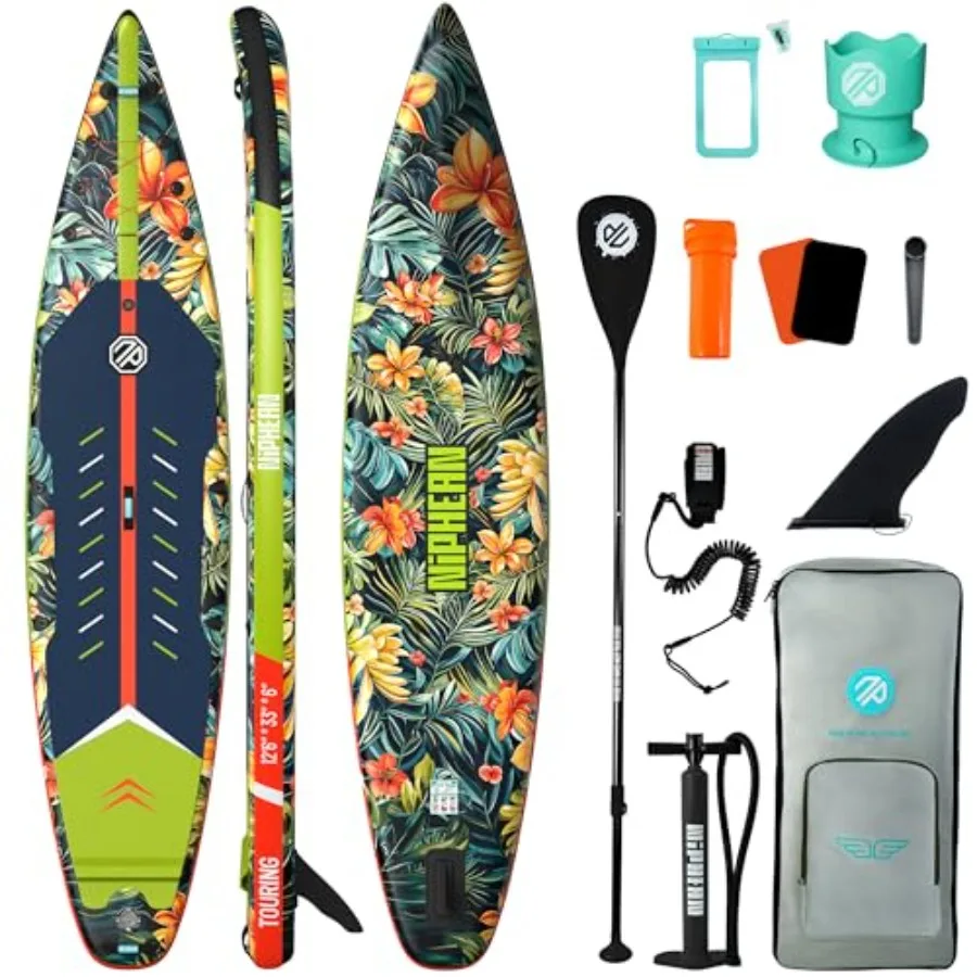 Touring inflatable paddle board for adults and youth, PVC material, blue, 12'6 length with 550LB capacity, stable and beginner-