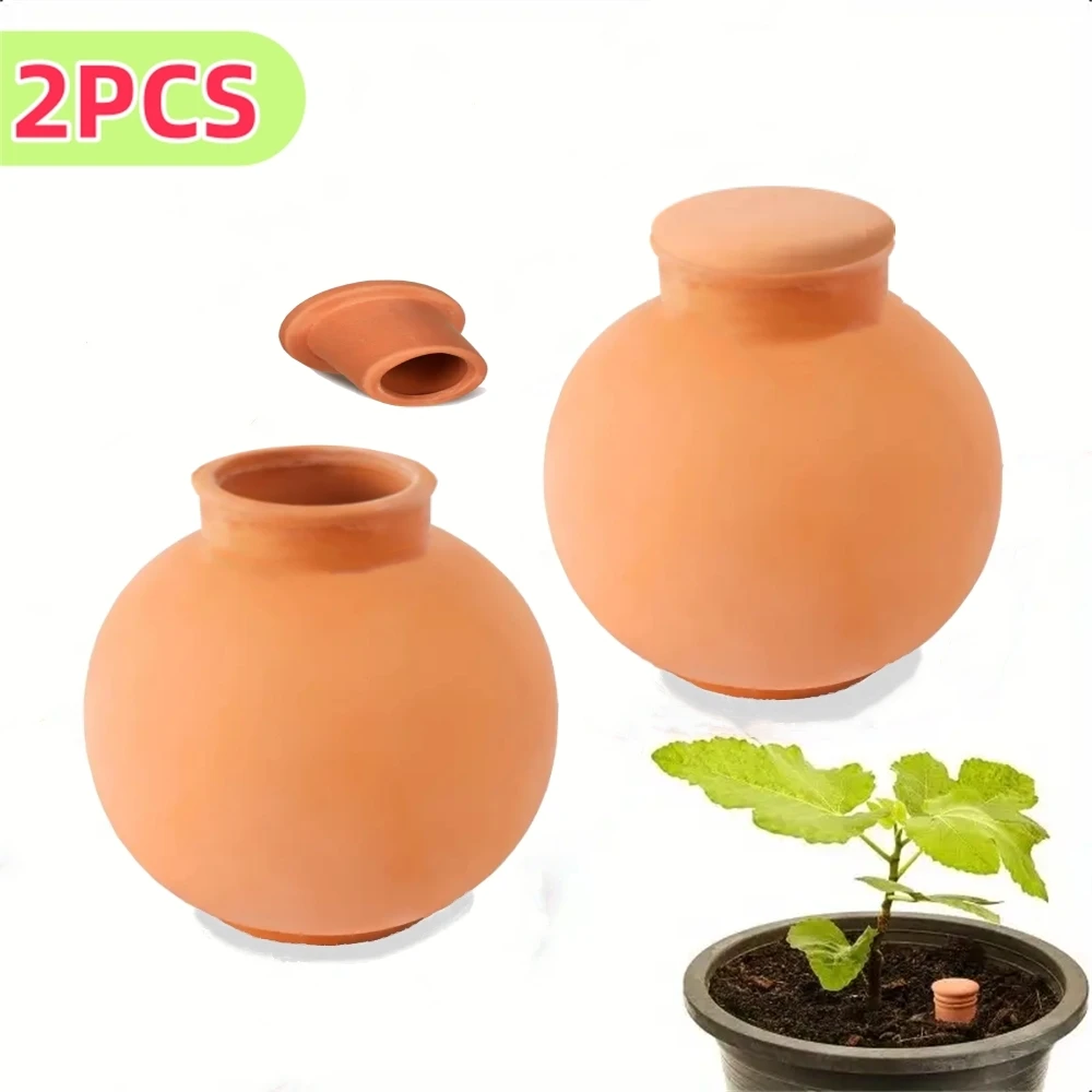 2PCS Automatic Plant Watering Globes Terracotta Spikes Ceramic Lazy Drip Irrigation Pots Dripper for In/outdoor Garden Vacation
