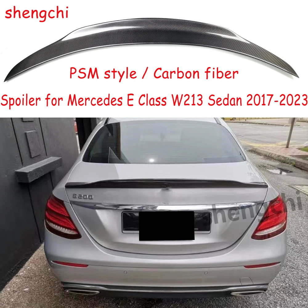 W213 PSM Style Carbon Fiber Spoiler For Mercedes Benz E Class W213 E180 E200 E250 E300 E350 E400 E450 Rear Spoiler 2017-2023