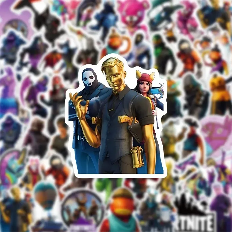 50 قطعة من ملصقات Fortnite للأولاد والبنات ألعاب أطفال كارتون أنيمي لطيف جراب هاتف زينة الحفلات مقاومة للماء هدايا عيد ميلاد للأطفال