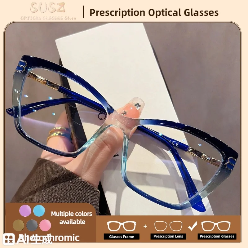 

SUSZ Reading Glasses ChameleonTrendy Rectangle High Quality Versatile Anti Blue Light UV Protection Customize ProgressiveEyewear