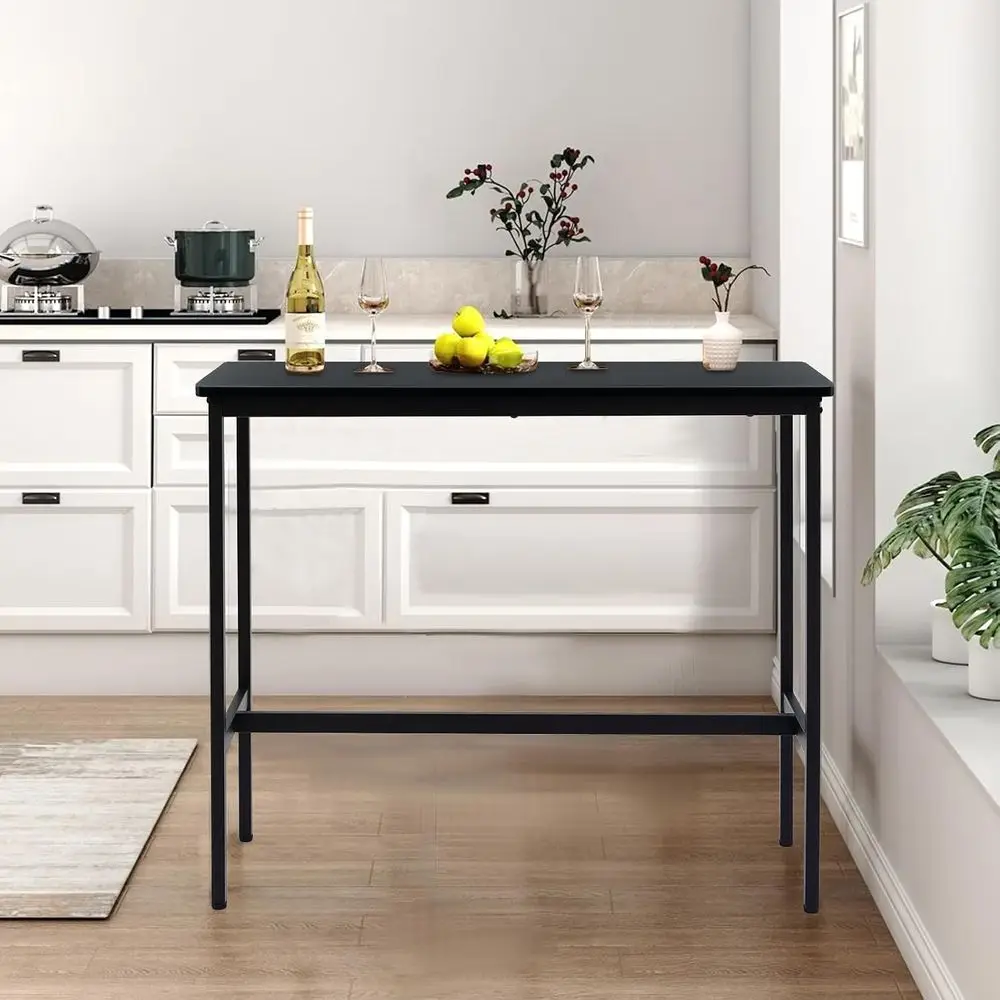 Adjustable Height Bar Table, Pub Table with Floor Protector, Narrow Rectangular Kitchen Counter Dining Tables, Sofa High Top Tab
