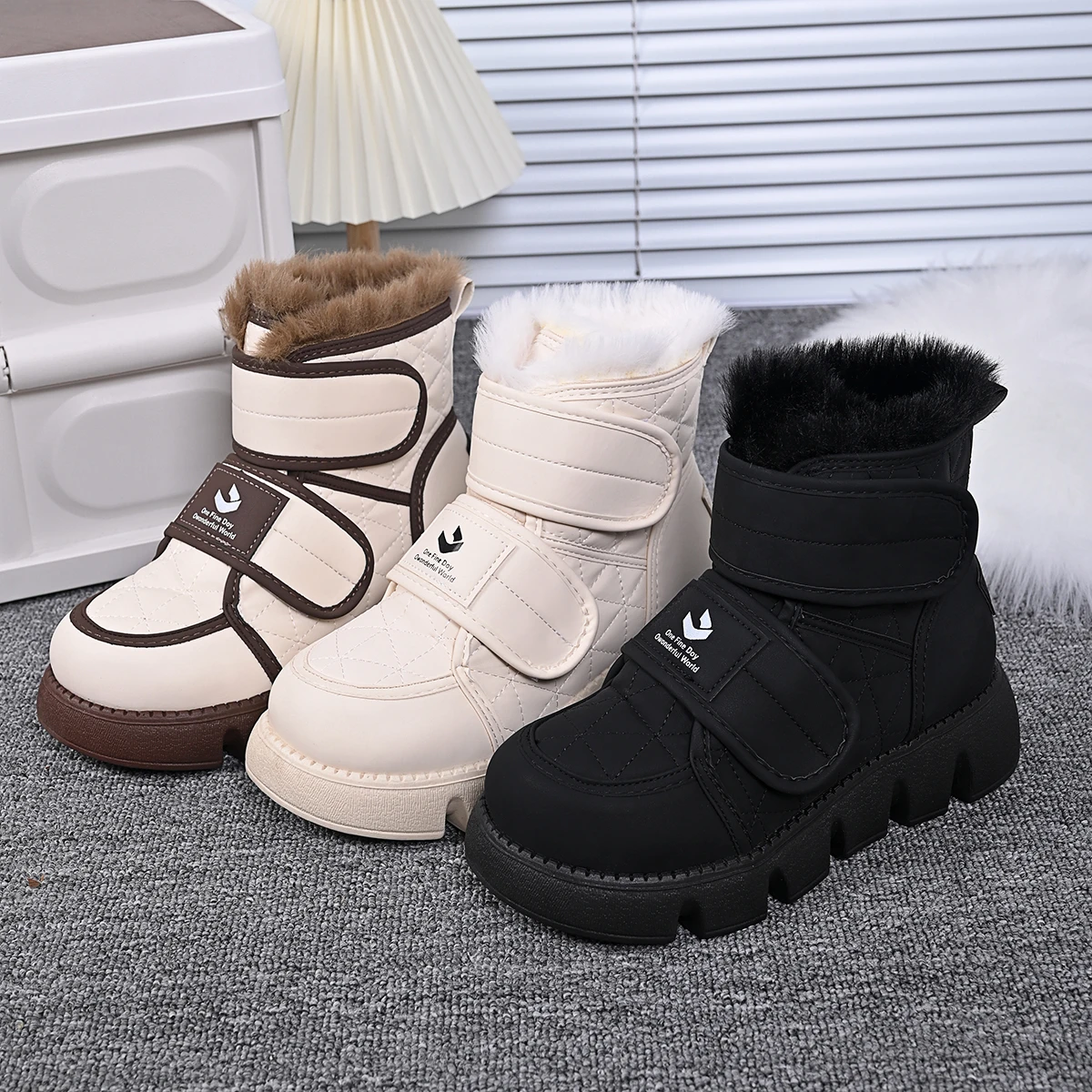 Fur Keep Warm Snow Boots Women 2023 Winter Waterproof Platform Flats Heel Shoes Snow Boots Female Footwear Short Ankle Boots