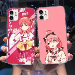 Anime Sakura Miko Phone Case for iPhone 14 13 12 11 XS X 8 7 6 Plus Mini Pro Max SE 2022 Clear Cover Funda Shell