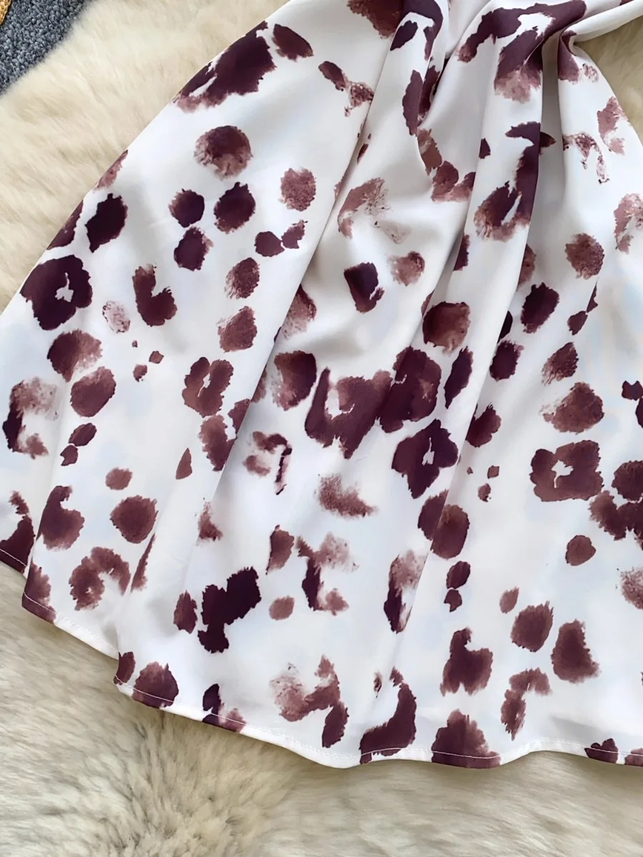 Foamlina deusa estilo chique corrente pesada halter a linha vestido feminino verão cintura cinched fino ajuste elegante impressão mini vestido saia