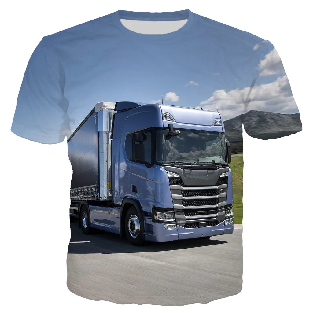 New Summer Car Truck Printing Fashion Men's Ladies Children's Casual Breathable Sports Quick-drying Lightweight T-shirts