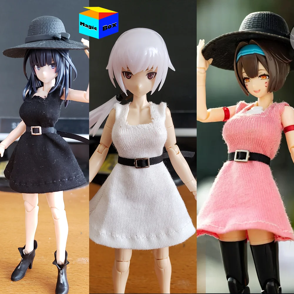 C-008 1/12 Anime Mobile Suit Girl Sleeveless Dress Sun Hat Slim Pullover Battle Gang Pioneer Clothes Fit 6in Action Figure Body