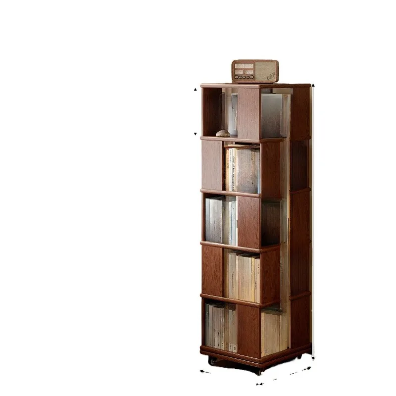 rotating bookshelf 360-degree bookcase integrated with movable storage corner against the wall Children's shelf falling