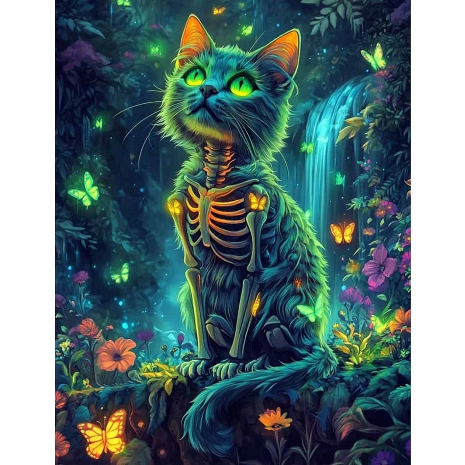 quebra-cabeca-de-500-1000-1200-2000-pecas-gatinho-fantasma-verde-jogos-de-atividade-familiar-para-sala-de-jogos-quarto-e-decoracao-de-casa-sem-moldura