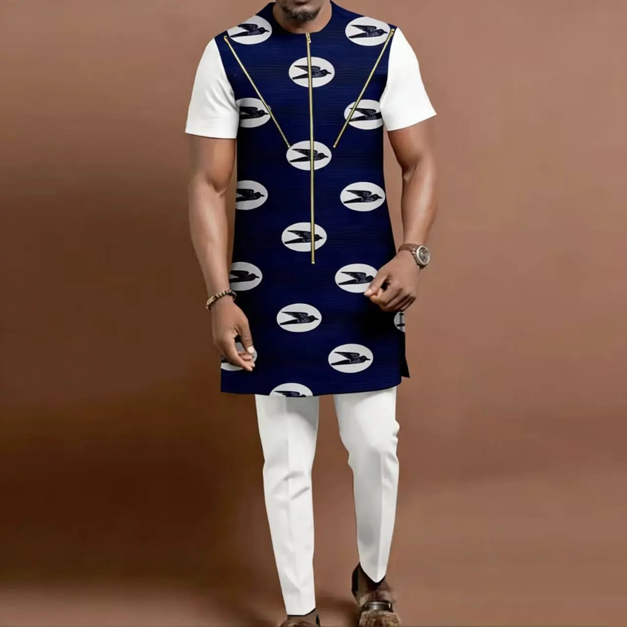 Men's African Outfits Dashiki Print Shirts And Pants Set Tribal Tracksuit Clothing Sweatsuits - Cultural Authentic Fashion
