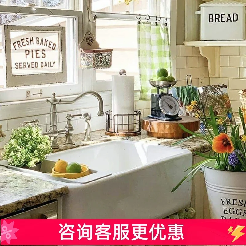 خزانة مطبخ مدمجة مع حوض، وحوض تحت الطاولة، وتصدير كبير من السيراميك، وحوض غسيل الخضروات المنزلي على الطراز الأمريكي