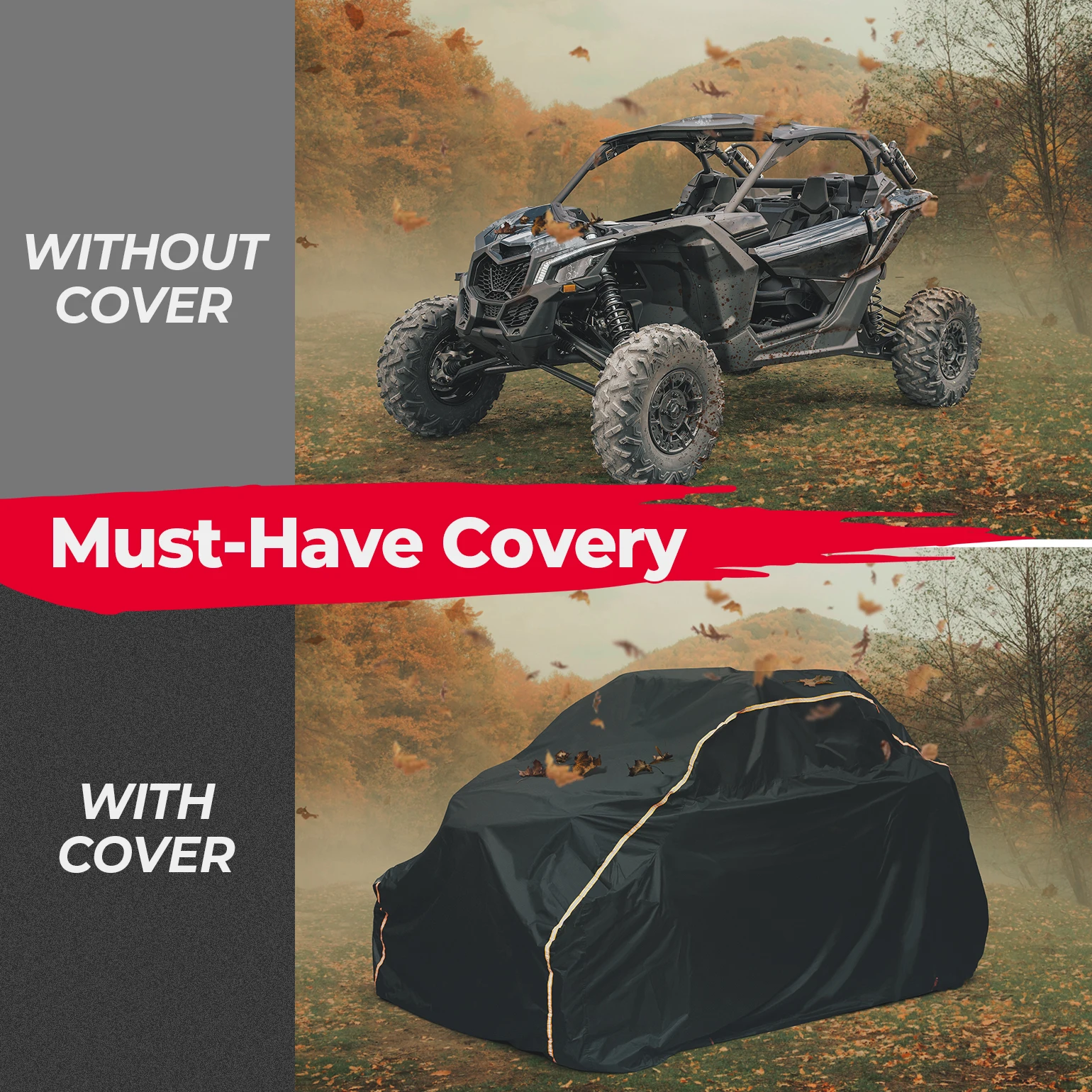 KEMIMOTO X3 UTV 340x185x153CM Utility Vehicle Storage Cover W/ Storage Bag For Can am Maverick X3 2 Doors 2017-2024