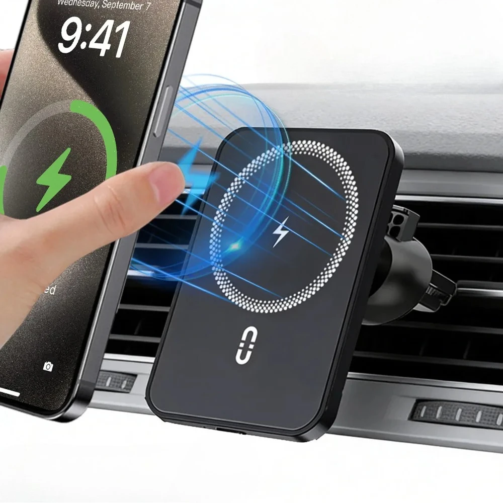 Magnetisches kabelloses Ladegerät für die Lüftungsschlitze im Auto für MagSafe iPhone 17 16 15 14 13 12 Pro Max XS – Schnelle Ladestation und Handyhalterung