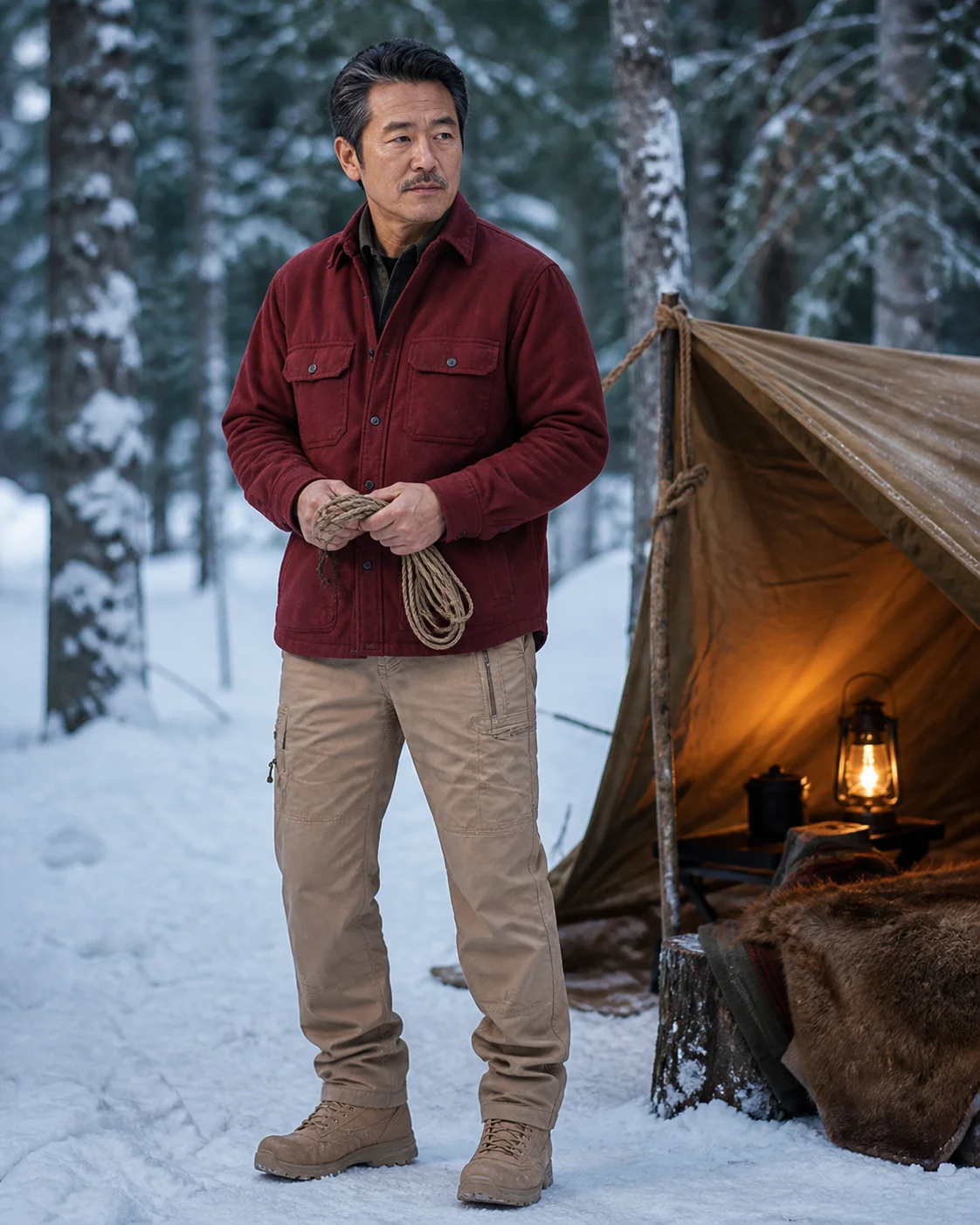 2026 Men's Winter Trousers Loose Casual Cargo Pants Fleece Lined Cotton Pants Hiking Outdoor Work Pants