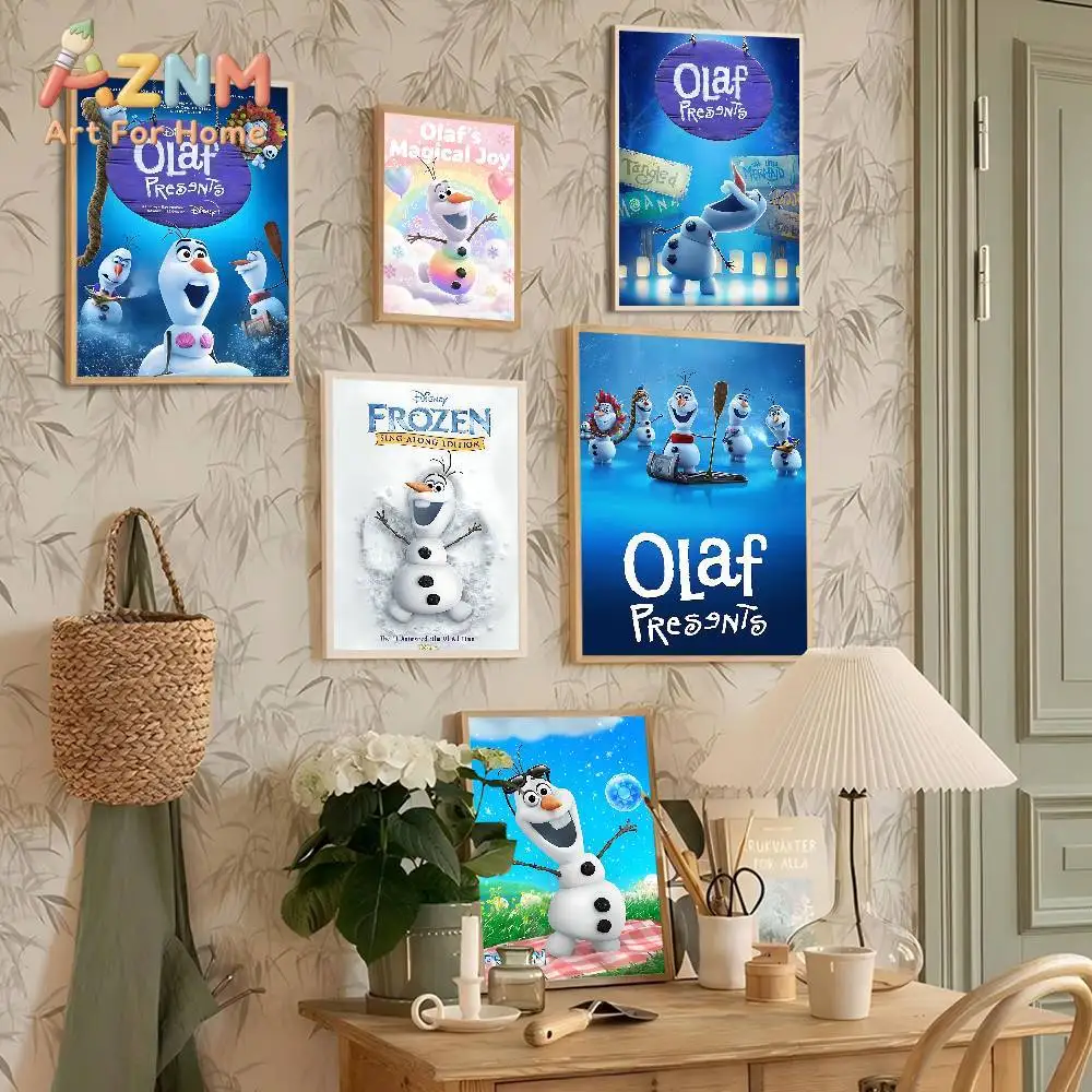 Pósteres de Anime F-Frozenes O-Olafs, arte de pared adhesivo de calidad HD, carteles Retro para decoración de habitación Kawaii del hogar