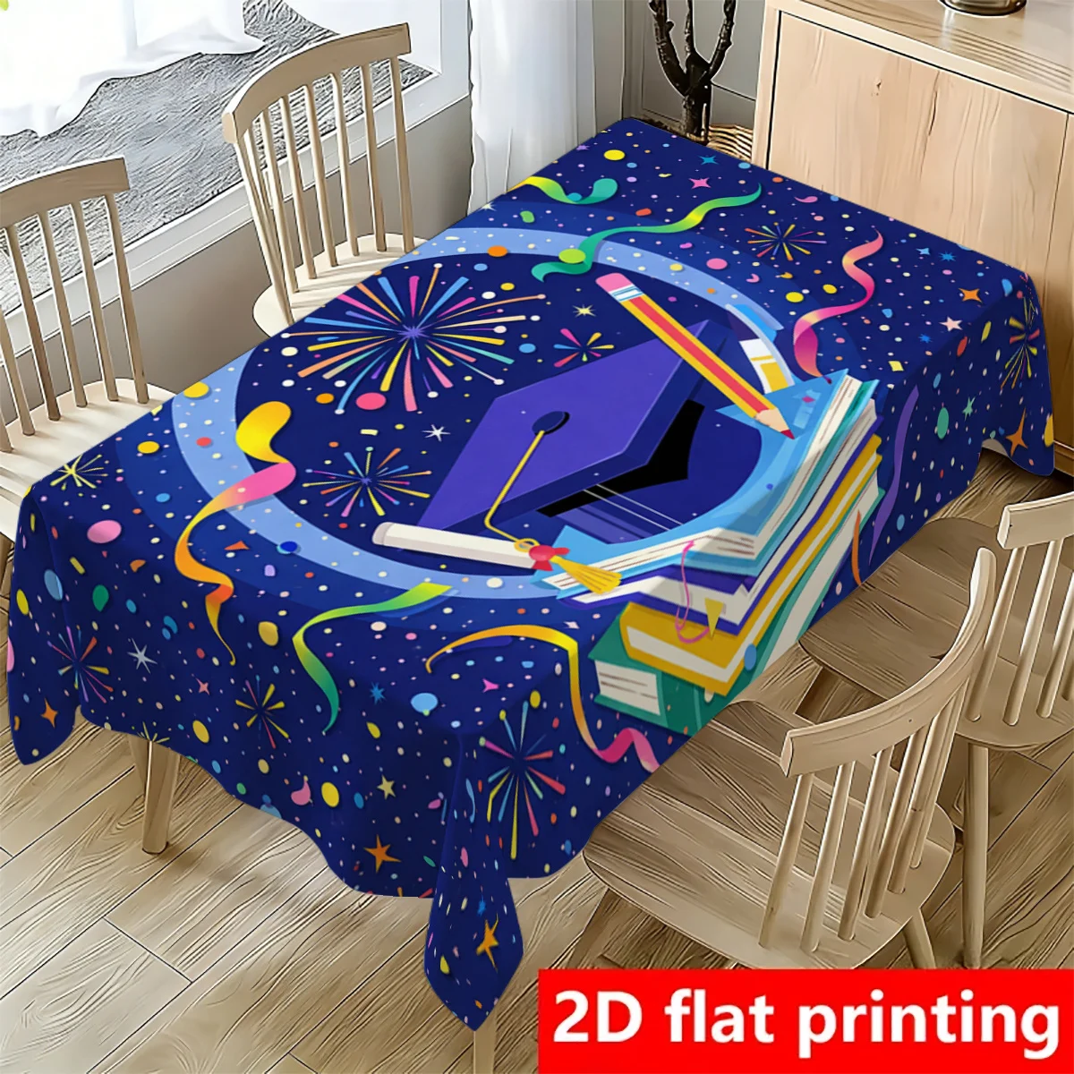 Vibrant Music Notes and Stars Tablecloth for Home Party Decor Waterproof Spillproof Table Cover