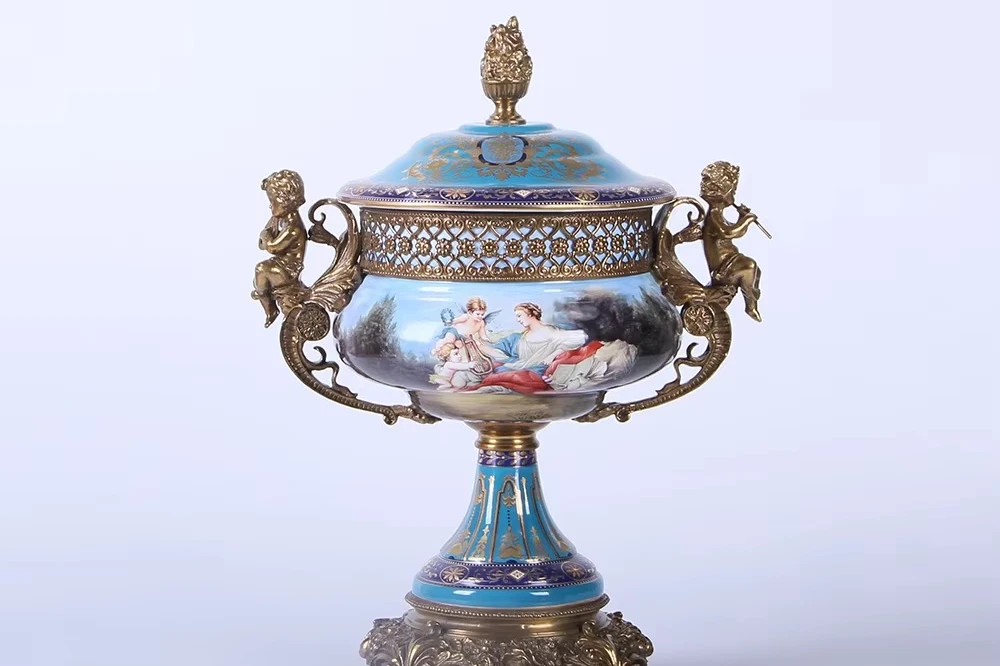 Cabinet decoration flower pot with lace table item ornament exquisite vase decoration home decoration