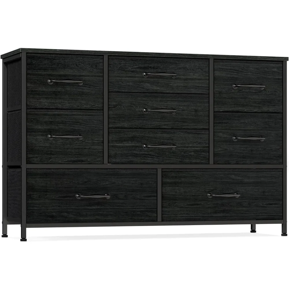 

Wide Dresser With 9 Large Drawers for 55'' Long TV Stand Entertainment Center Vanity Desk Closet Wood Shelf Storage for Bedroom