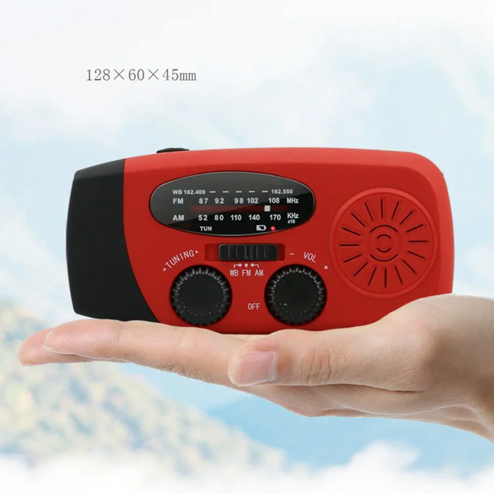 Radio Solar multifuncional con manivela, linterna LED de emergencia con carga USB, 2000mAh, FM, AM, WB, NOAA