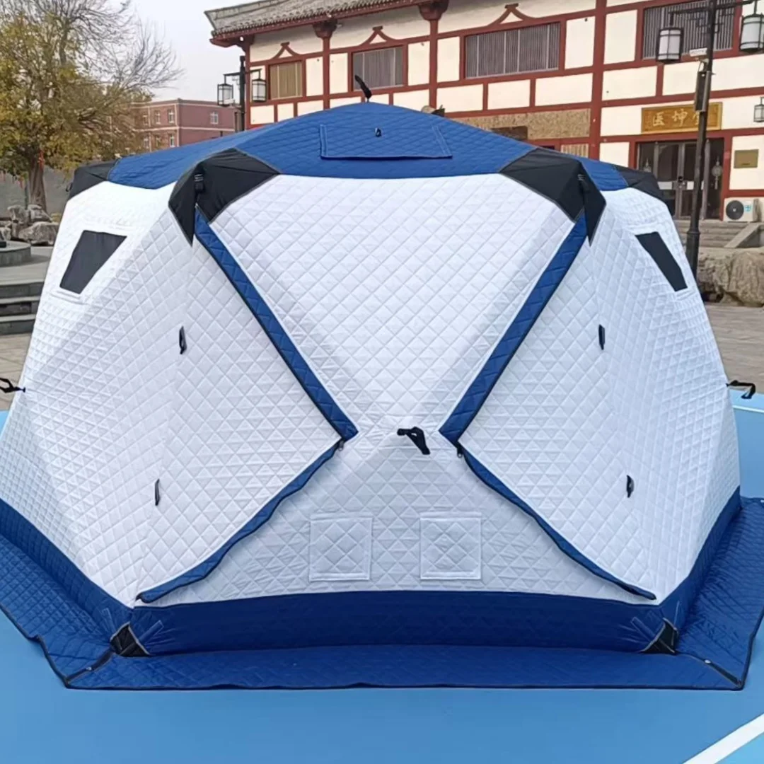 

6-sided Hex Large Pop Up Outdoor Sauna Tent Instant Oxford Transparent Igloo Camping Thicken Winter Fishing Tent Sauna Room