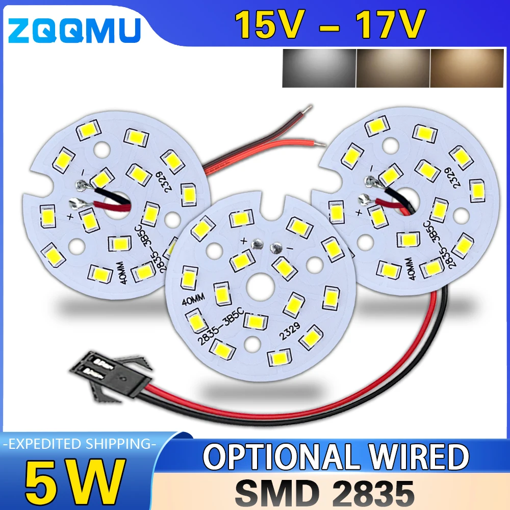 

5 Вт Яркий светодиодный чип-бусина 15 В-17 В, лампочка для доски, круглый источник света 40 мм для лампы «сделай сам», круглый источник света для трансформации