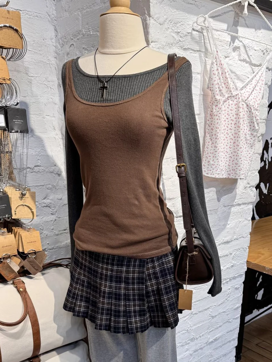 New Dark Gray Knit Long Sleeve Sweater Women Scoop Neck Cotton Slim Basic Knitwear Female Simple Casual All--match Pullover Tops