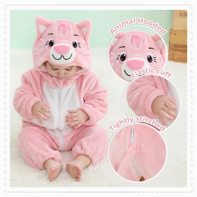 MICHLEY Weihnachten Elch Baby Strampler Winter Mit Kapuze Flanell Kleinkind Kleinkind Kleidung Insgesamt Bodys Overall Kostüm Für Kinder – Detail 39