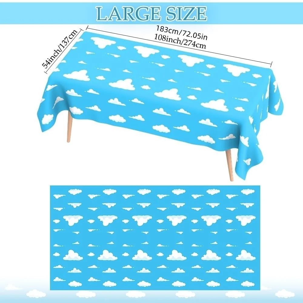 Blue Sky White Clouds  Party Tablecloth Supplies  Plastic Table Cloth Birthday Party Decorations 1/2/3PCS