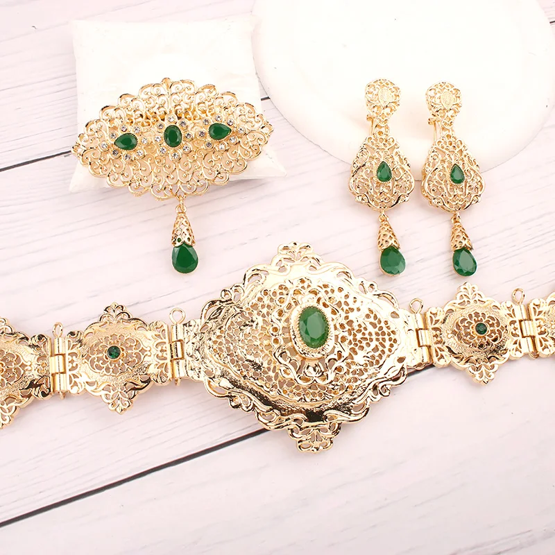 

Wedding Jewelry Set Moroccan Belt Crystal Brooch Earrings Wedding Jewelry Bridal Gifts Free Shipping Elegant Women Fashion